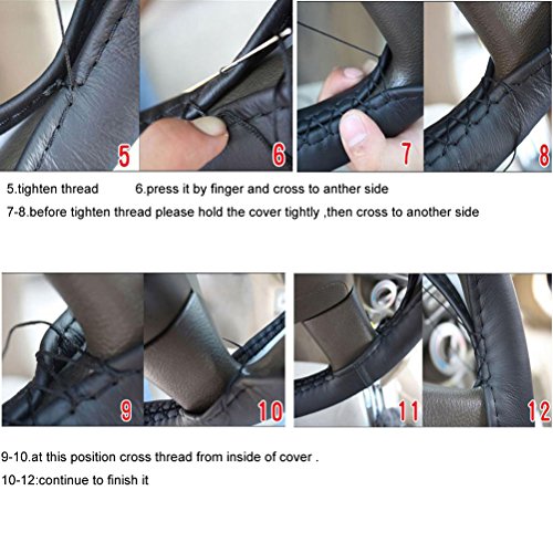 ZATOOTO Funda Volante Coche Cosida, Funda Volante Cuero Coser, DIY con Aguja e Hilo ZATOOTO Funda Volante Coche Cosida, Funda Volante Cuero Coser, DIY con Aguja e Hilo