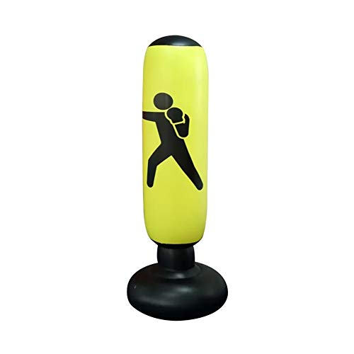 ZBOMR Saco de Boxeo, Saco de Boxeo de pie de 160 CM para un Rebote inmediato para Practicar Karate, Taekwondo y aliviar Pent Up Energy en niños Adultos, Ejercicio Boxeo Objetivo Bolsa (Amarillo)