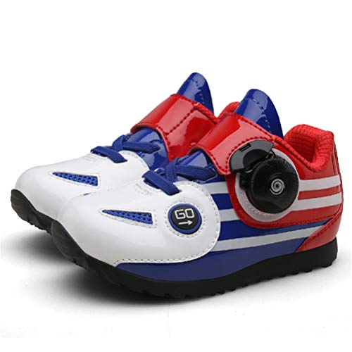 ZC Dawn Zapatillas De Spinning para Niños Ciclismo De Interior, Bicicleta De Carretera Compatible con Zapatillas De Ciclismo Y Accesorios De Ciclismo Calzado Deportivo,Blanco,25