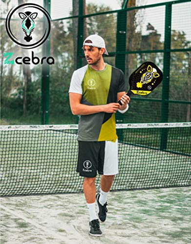 ZCEBRA Pala de Pickleball Grafito - Raqueta Ligera Fibra de Carbono núcleo de Panel de Abeja Polipropileno Texturizada – Set Funda Neopreno Grip Extra