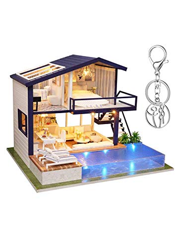 Zebroau Kit de casa de muñecas de madera DIY Dollhouse, Casas De Muñecas Con Muebles Luz LED Y Música, Niñas Niños Vacaciones Regalos de cumpleaños(sin cubierta antipolvo)