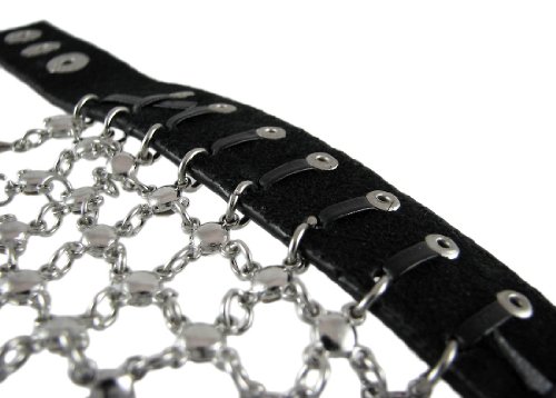 Zeckos - Pulsera de Vinilo para Mujer, diseño de Cascada, Color Negro Zeckos - Pulsera de Vinilo para Mujer, diseño de Cascada, Color Negro
