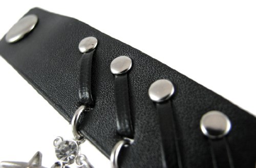 Zeckos - Pulsera de Vinilo para Mujer, diseño de Cascada, Color Negro Zeckos - Pulsera de Vinilo para Mujer, diseño de Cascada, Color Negro