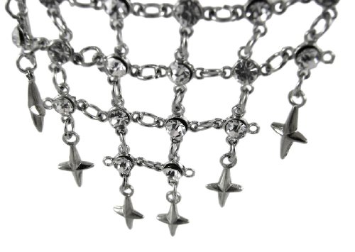 Zeckos - Pulsera de Vinilo para Mujer, diseño de Cascada, Color Negro Zeckos - Pulsera de Vinilo para Mujer, diseño de Cascada, Color Negro