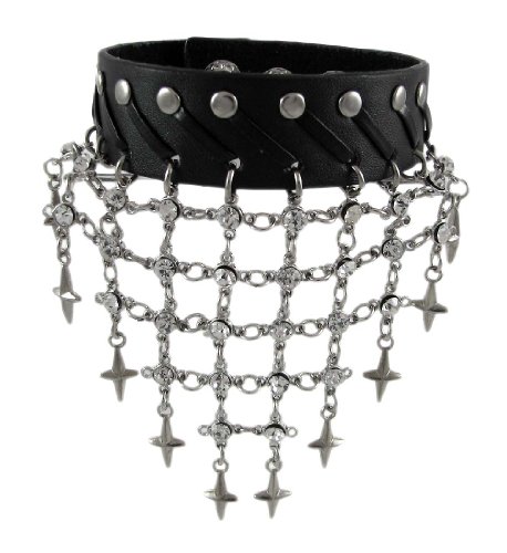 Zeckos - Pulsera de Vinilo para Mujer, diseño de Cascada, Color Negro