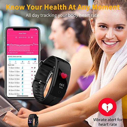 Zeerkeer SmartWatch, Reloj de Pulsera Frecuencia cardíaca/Presión Arterial/Monitoreo de oxígeno en la Sangre Resistente al Agua IP67 Facebook/Twitter/Whatsapp Fitness trackers