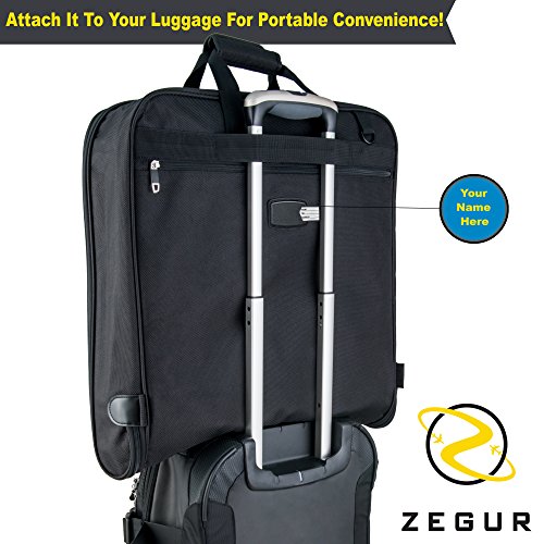 ZEGUR Funda para Ropa para 3 Trajes o Vestidos Ideal como Equipaje de Mano – Maletín de Viaje de Ocio o de Negocios de 1 m – Bolsa con Compartimentos y con Correa para el Hombro Ajustable – Negro