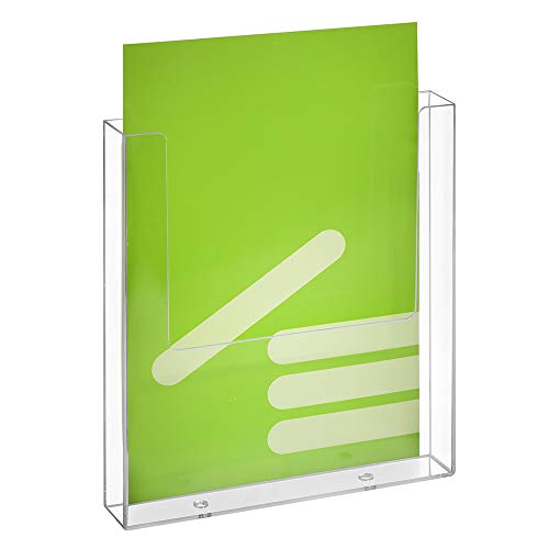 Zeigis® Soporte de pared para folletos, tamaño DIN A4, con orificios para taladrar, para folletos o catálogos, de montaje en pared, transparente