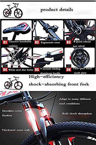ZEIYUQI Bicicleta Plegable Mujer 24 Pulgadas Marco De Acero De Alto Carbono Todoterreno Velocidad Variable Montar Al Aire Libre,Blanco,21 * 26''* 3 ZEIYUQI Bicicleta Plegable Mujer 24 Pulgadas Marco De Acero De Alto Carbono Todoterreno Velocidad Variable Montar Al Aire Libre,Blanco,21 * 26''* 3