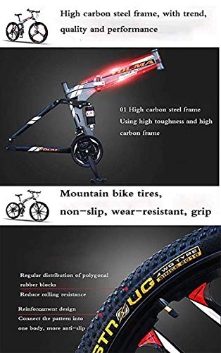 ZEIYUQI Bicicleta Plegable Mujer 24 Pulgadas Marco De Acero De Alto Carbono Todoterreno Velocidad Variable Montar Al Aire Libre,Blanco,21 * 26''* 3 ZEIYUQI Bicicleta Plegable Mujer 24 Pulgadas Marco De Acero De Alto Carbono Todoterreno Velocidad Variable Montar Al Aire Libre,Blanco,21 * 26''* 3