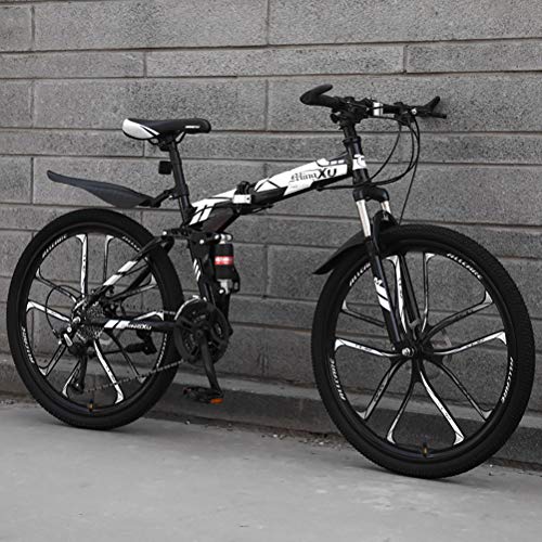 ZEIYUQI Bicicleta Plegable Mujer 24 Pulgadas Marco De Acero De Alto Carbono Todoterreno Velocidad Variable Montar Al Aire Libre,Blanco,21 * 26''* 3