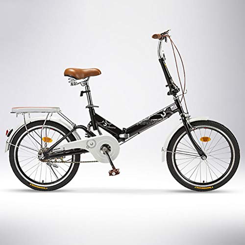 ZEIYUQI Ligero Bicicleta Plegable 20 Pulgadas Bicicleta De Velocidad Variable para Transporte En Coche Adulto Montar Al Aire Libre,Negro,Single Speed B