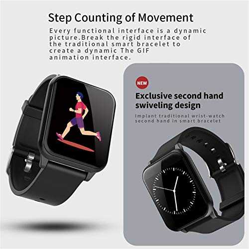 ZEIYUQI Reloj Inteligente Pantalla A Color Podómetro Deportivo Monitor De Ritmo CardíAco Mensaje De Empuje para iOS Android Fitness Tracker Pulsera,Red