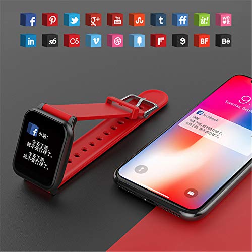 ZEIYUQI Reloj Inteligente Pantalla A Color Podómetro Deportivo Monitor De Ritmo CardíAco Mensaje De Empuje para iOS Android Fitness Tracker Pulsera,Red