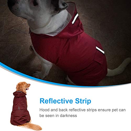 Zellar Impermeable para Perros con Capucha y Collar Agujero y Tiras reflectoras seguras, Ultra-Light Transpirable Impermeable 100% Chaqueta para Lluvia medianos Perro de Raza Grande