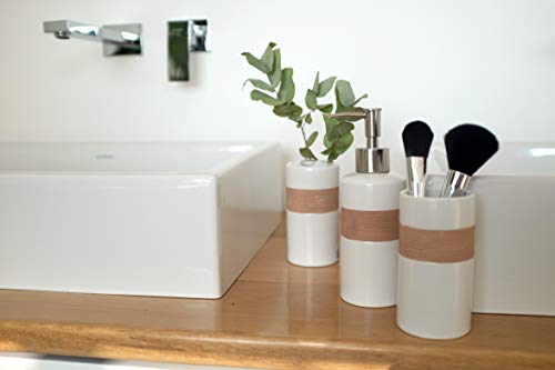 Zeller 18260 - Juego de accesorios para baño, 4 piezas, color beige y marrón Zeller 18260 - Juego de accesorios para baño, 4 piezas, color beige y marrón