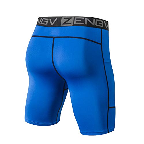 ZENGVEE 3 Piezas Pantalones Cortos Hombre Deporte de Secado Rápido para Running Hombres Deporte para Gym, Yoga, Running(Gray Black Blue-M)