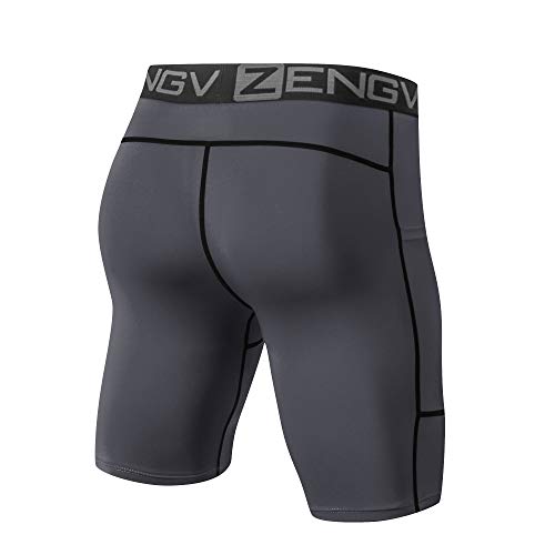 ZENGVEE Pantalones Cortos Hombre Deporte Mallas Cortas Hombre Running Correr Entrenamiento mayas Deportivas Hombre(3Gray-2XL)