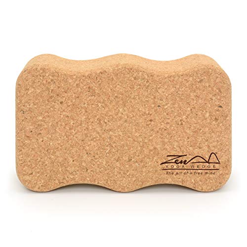 ZenYogaWedge Bloque de corcho para yoga de primera calidad 100% natural para principiantes y profesionales yoga pilates clases ejercicio fitness agarre antideslizante respetuoso con el medio ambiente