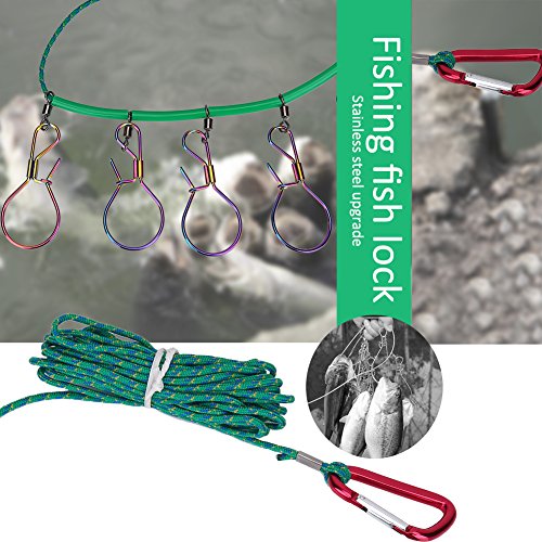 Zer one 16FT Acero Inoxidable Heavy Duty Fish Stringer Lock con 5 Hebillas Cuerda de Pesca Lanyard Equipo de Aparejos de Pesca Tackle Tool Zer one 16FT Acero Inoxidable Heavy Duty Fish Stringer Lock con 5 Hebillas Cuerda de Pesca Lanyard Equipo de Aparejos de Pesca Tackle Tool