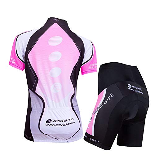 ZEROBIKE Kit de Manga Corta Jersey de Ciclo Bici del Camino para Mujer, Conjunto Ropa Al Aire Libre Transpiración para La Bicicleta(Degradado Púrpura, M)