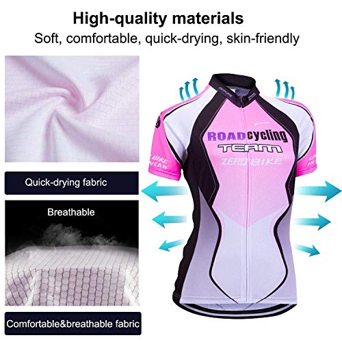 ZEROBIKE Kit de Manga Corta Jersey de Ciclo Bici del Camino para Mujer, Conjunto Ropa Al Aire Libre Transpiración para La Bicicleta(Degradado Púrpura, M) ZEROBIKE Kit de Manga Corta Jersey de Ciclo Bici del Camino para Mujer, Conjunto Ropa Al Aire Libre Transpiración para La Bicicleta(Degradado Púrpura, M)
