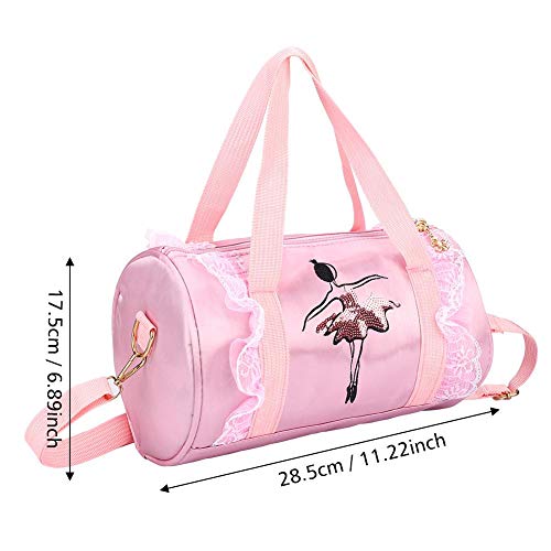 Zerodis- Bolso de Ballet para niñas Ballet Princess Dance Bag Ballet Bolso de Baile Latino Bolso de Hombro Bolso Cruzado con Encaje para Bailarina Niñas(Pink Short Gauze)