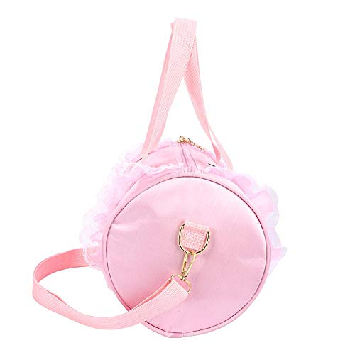 Zerodis- Bolso de Ballet para niñas Ballet Princess Dance Bag Ballet Bolso de Baile Latino Bolso de Hombro Bolso Cruzado con Encaje para Bailarina Niñas(Pink Short Gauze)