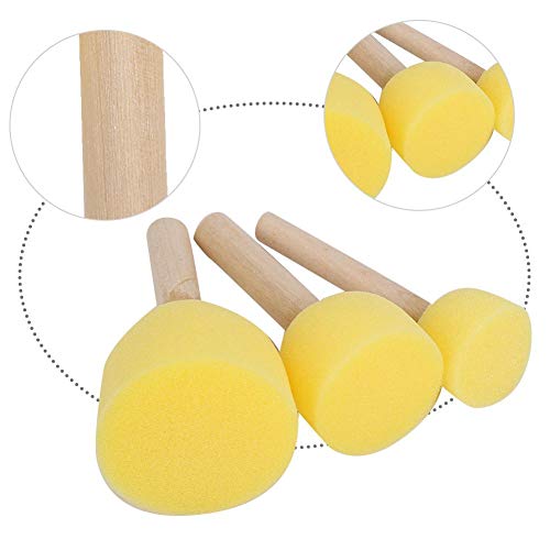 Zerodis Juego de 5 esponjas redondas de espuma para pintura con mango de madera para niños y manualidades