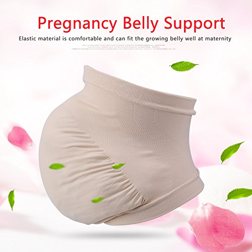 Zerodis Las Mujeres Embarazadas Belly Support Band Cinturón de Panza Banda elástica sin Costuras Cuidado prenatal Ropa Embarazada(Beige M)