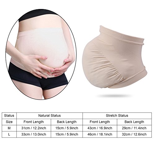 Zerodis Las Mujeres Embarazadas Belly Support Band Cinturón de Panza Banda elástica sin Costuras Cuidado prenatal Ropa Embarazada(Beige M)