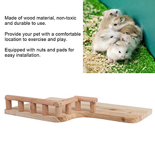 Zerodis Plataforma de Descanso de Madera con barandilla Pequeño trampolín para Mascotas Hamster Trampolín de Salto Plataforma de Soporte para pájaros Mascotas Juguetes de Escalada