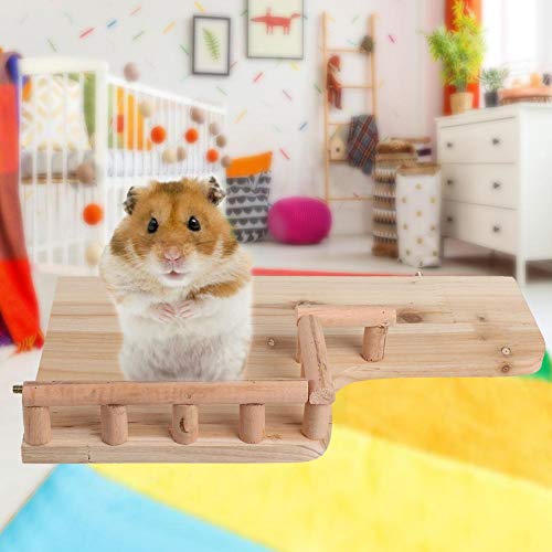 Zerodis Plataforma de Descanso de Madera con barandilla Pequeño trampolín para Mascotas Hamster Trampolín de Salto Plataforma de Soporte para pájaros Mascotas Juguetes de Escalada