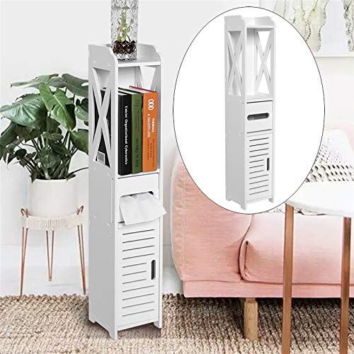 Zerone Mueble Auxiliar BaƱo, Armarios de Suelo para BaƱo, 3 Estante y Espacio de Almacenamiento de 4 Capas, 80 x 15.5 x 15.5cm Zerone Mueble Auxiliar BaƱo, Armarios de Suelo para BaƱo, 3 Estante y Espacio de Almacenamiento de 4 Capas, 80 x 15.5 x 15.5cm