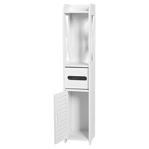 Zerone Mueble Auxiliar Baño, Armarios de Suelo para Baño, 3 Estante y Espacio de Almacenamiento de 4 Capas, 80 x 15.5 x 15.5cm