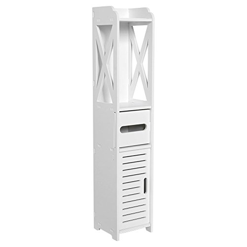 Zerone Mueble Auxiliar BaƱo, Armarios de Suelo para BaƱo, 3 Estante y Espacio de Almacenamiento de 4 Capas, 80 x 15.5 x 15.5cm Zerone Mueble Auxiliar BaƱo, Armarios de Suelo para BaƱo, 3 Estante y Espacio de Almacenamiento de 4 Capas, 80 x 15.5 x 15.5cm
