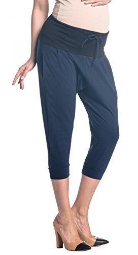 Zeta Ville - Pantalón Premama Banda Elastica Cinturilla Contraste - Mujer - 582c (Armada, EU 46, 2XL)