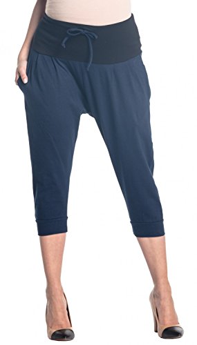 Zeta Ville - Pantalón Premama Banda Elastica Cinturilla Contraste - Mujer - 582c (Armada, EU 46, 2XL)