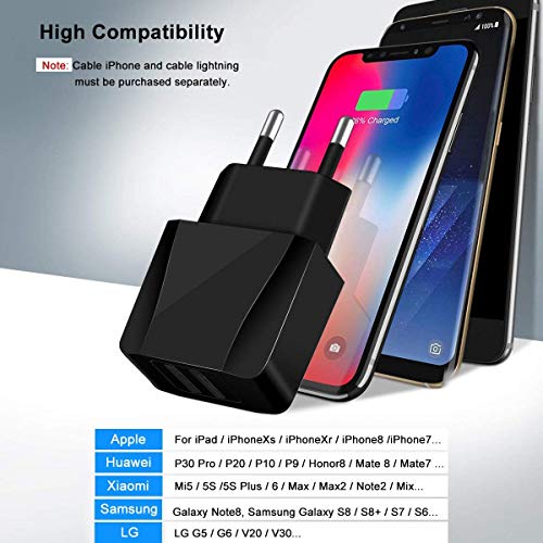 Zeuste Cargador Móvil con 2 Puertos USB Compatible con la mayoría de Dispositivos móviles,2-Pack 1.8M Cable USB Tipo C(Gris) para Samsung Galaxy S9/S8+/Nota 8,Sony Xperi,Huawei P9 Zeuste Cargador Móvil con 2 Puertos USB Compatible con la mayoría de Dispositivos móviles,2-Pack 1.8M Cable USB Tipo C(Gris) para Samsung Galaxy S9/S8+/Nota 8,Sony Xperi,Huawei P9