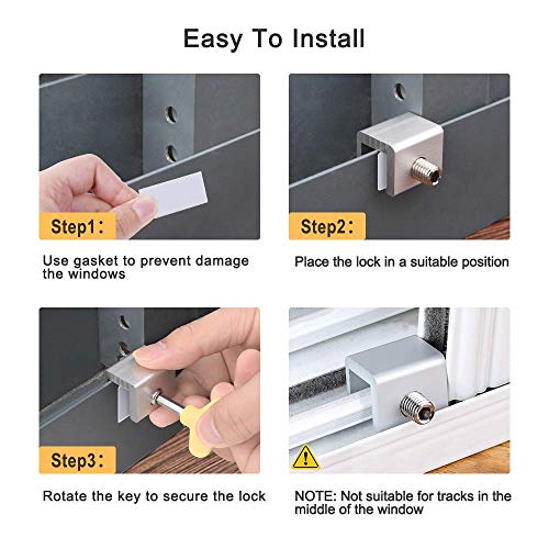 ZFYQ 6 Pack Cerradura de seguridad para ventana corredera ajustable, marco de puerta con cerradura de aleación de aluminio, con cerradura de seguridad y llaves ZFYQ 6 Pack Cerradura de seguridad para ventana corredera ajustable, marco de puerta con cerradura de aleación de aluminio, con cerradura de seguridad y llaves