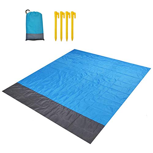 ZFYQ Alfombras de Playa, 210 x 200 cm Manta de Picnic Impermeable con 4 Estaca Fijo para la Playa Acampar Picnic y Otra Actividad al Aire Libre