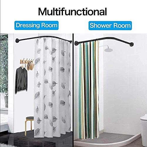 ZG-HOME Barra Cortina Curva BañEra,Barra para Ducha En Esquina En Tipo U,Sin Taladrar,Extensible Acero Inoxidable Barra Cortina Ducha,para Baño,Bañera,Tienda de Ropa,Etc,(Negro) 70 to 95 x 70 to 95cm