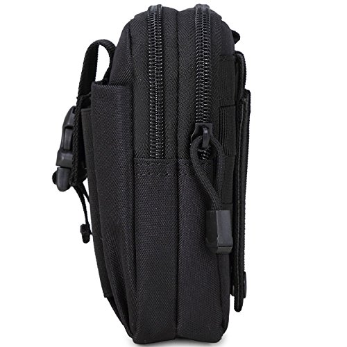 ZhaoCo Bolsa Compacta MOLLE EDC de Táctico, Bolsa de Cintura 1000D Nylon, Riñoneras para Herramientas Pequeñas de Multiusos Teléfono Móvil al Aire Libre Deportes Senderismo Camping (Negro)