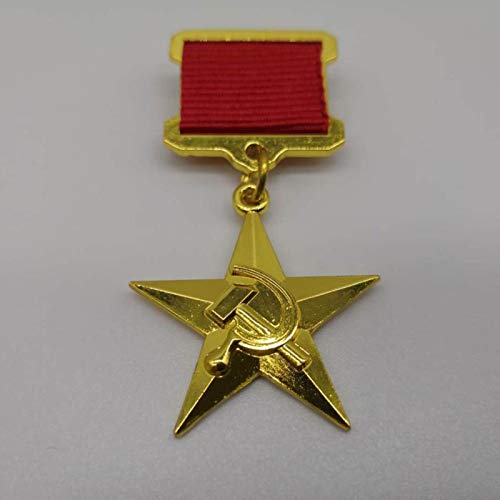 ZHAQU Segunda Guerra Mundial URSS Medalla de Estrella de Oro de Stalin chapada en Oro soviética Medalla Rusa de Cinco Estrellas del Trabajo Insignia CCCP