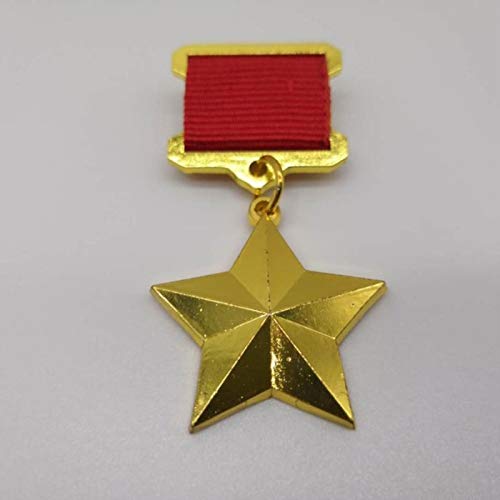 ZHAQU Segunda Guerra Mundial URSS Medalla de Estrella de Oro de Stalin chapada en Oro soviética Medalla Rusa de Cinco Estrellas del Trabajo Insignia CCCP