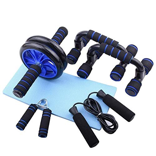 ZHEN AB Wheel Roller Kit 5-1 con Barra de Push-up, Cuerda para Saltar, Pinza de Mano y Rodillera, Equipo Hacer Ejercicio, Quemar calorías, Uso en Interiores o Exteriores, Equipo de