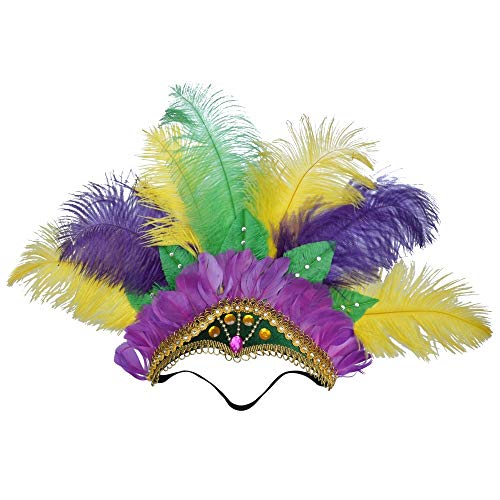 ZHENGYAQI-Headwear Retro, Sexy, Fiesta Hecho a Mano Realizar Mascarada Personalizada Avestruz Pluma Tocado Casco Tocado Diadema Diadema Danza del Vientre Natural Danza India Aro de Pelo Pluma, Tocado