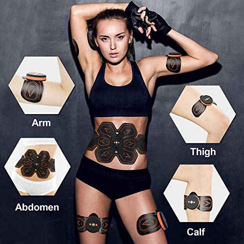 ZHENROG Electroestimulador Muscular Abdominales, Masajeador Eléctrico Cinturón, EMS Estimulador Muscular con USB, 6 Modos y 10 Niveles de Intensidad para Abdomen/Cintura/Pierna/Brazo (Negro)