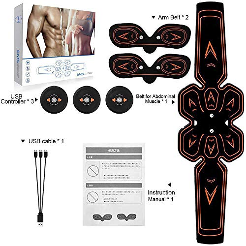 ZHENROG Electroestimulador Muscular Abdominales, Masajeador Eléctrico Cinturón, EMS Estimulador Muscular con USB, 6 Modos y 10 Niveles de Intensidad para Abdomen/Cintura/Pierna/Brazo (Negro-1)