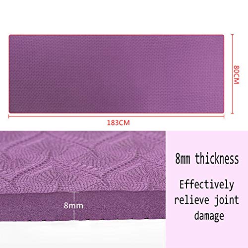 ZHENYANG Colchoneta De Yoga 8 Mm / 6 Mm Cojín De Alta Densidad Antideslizante Deportivo Ajuste Resistente A La Rotura Pilates Abdominales Camping (Color : Purple, Size : 183x80x0.6)